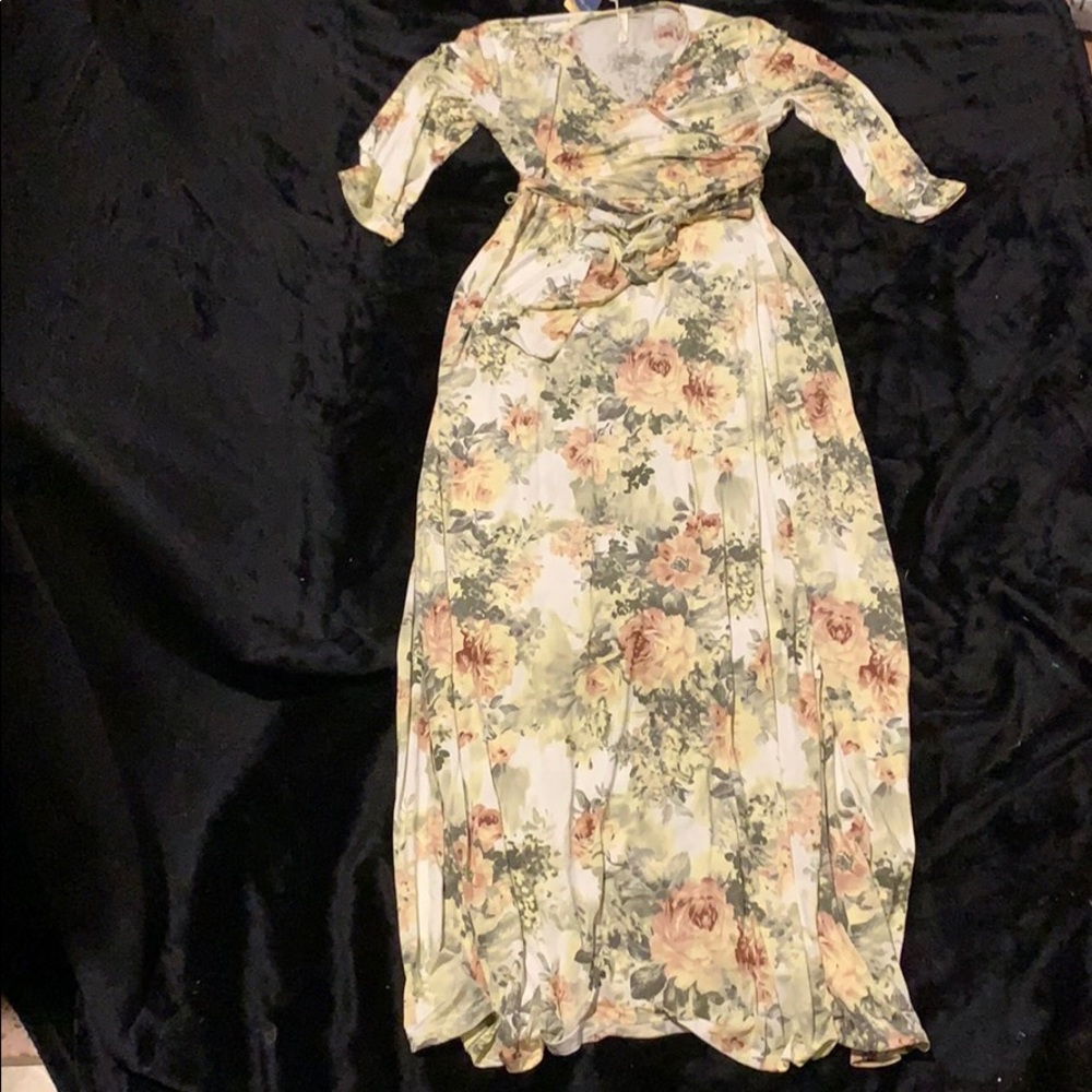 NWT 3/4 Sleeve Maxi Floral Dress Sz XL